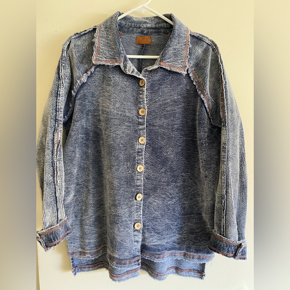 Blue Button-Up Denim Jacket